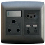 Sa/Euro/USB Socket 4×4 Charcoal (Hello Today)