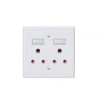 Double Socket Metal White 4×4