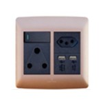 Sa/Euro/USB Socket 4×4 Rose Gold/Black (Hello Today)