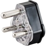16A 3 Pin SA Plug Top Rubber Blk