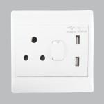 Brightstar SA+2x USB White Socket 4x4 - EPL323