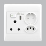 Brightstar SA+USB+Euro+Schuko White Socket 4×4 – EPL331
