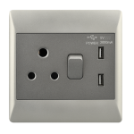 Brightstar SA+2x USB Charcoal/Champagne Socket 4×4 – EPL353 DUO
