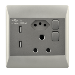 Brightstar SA+Euro+2x USB Charcoal/Champagne Socket 4×4 – EPL354