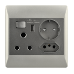 Brightstar SA+USB+Euro+Schuko Charcoal/Champagne Socket 4×4 – EPL361 DUO