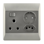 Brightstar SA+Euro+Schuko Charcoal/Champagne Socket 4×4 – EPL362 DUO