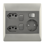 Brightstar 2xEuro+Schuko Charcoal/Champagne Socket 4×4 – EPL364 DUO