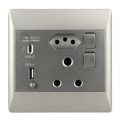 Brightstar SA+Euro+USB+USB C Type Charcoal/Champagne Socket 4×4 – EPL365 DUO