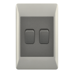 Brightstar 2×4 2 Lever 1 Way Switch Charcoal & Champagne ESW072 DUO