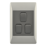 Brightstar 2×4 3 Lever 2 Way Switch Charcoal & Champagne ESW073/2 DUO